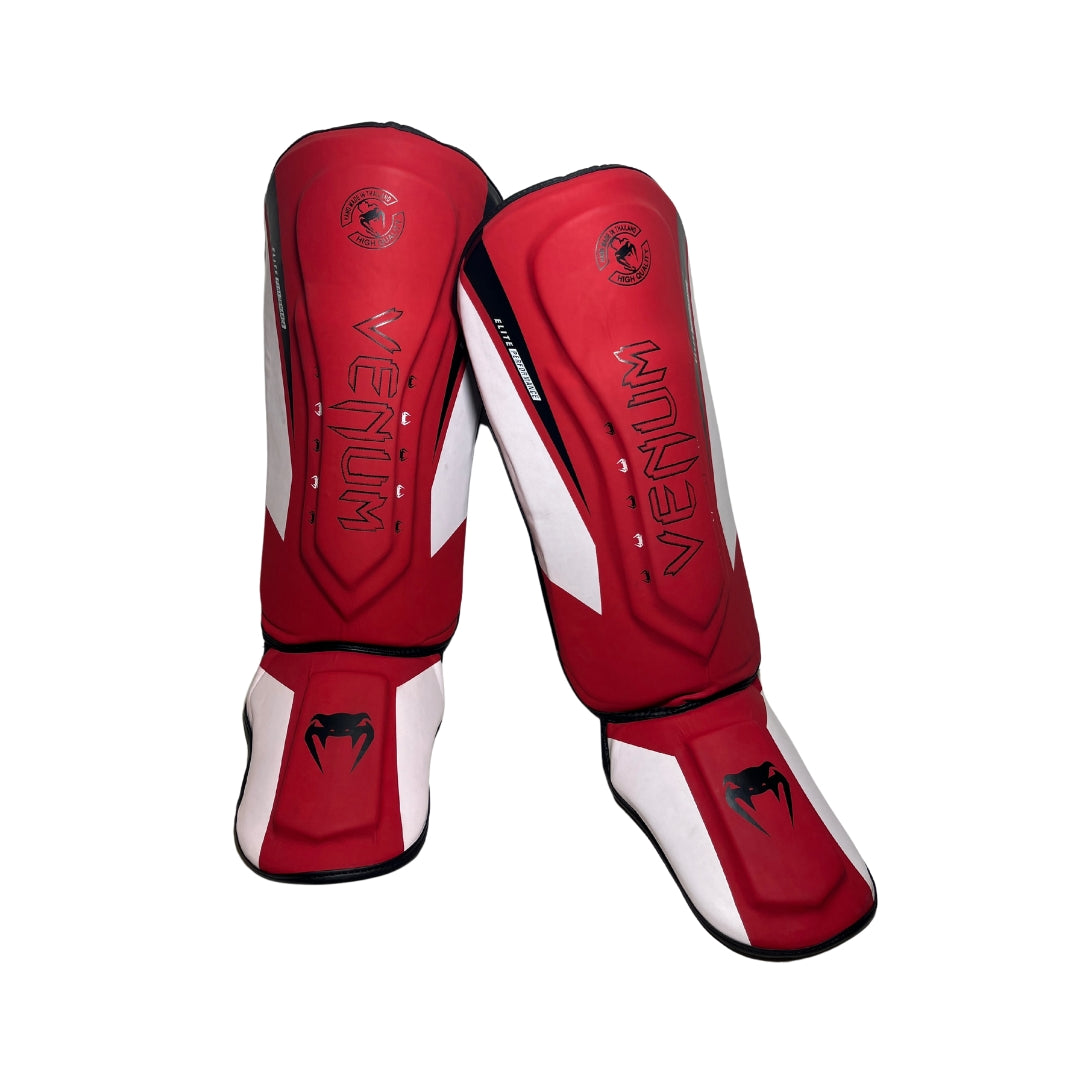 Venum Elite Standup Shin Guards - White/Red