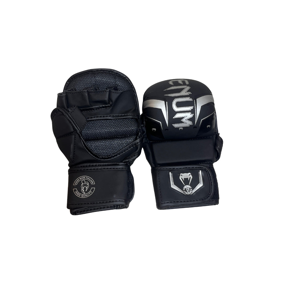 MMA Venum Sparring Gloves Leather Black & Silver