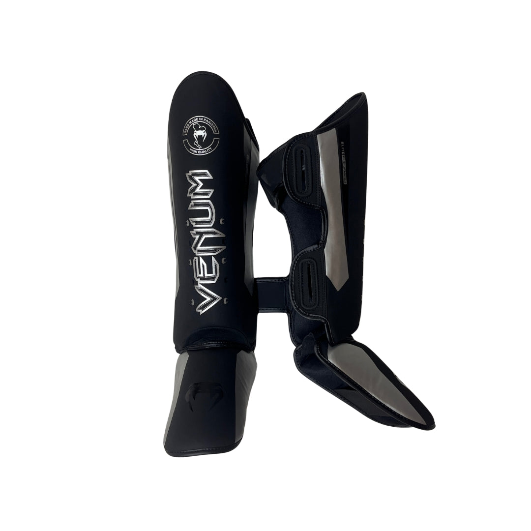Venum Elite Standup Shin Guards - Black Silver