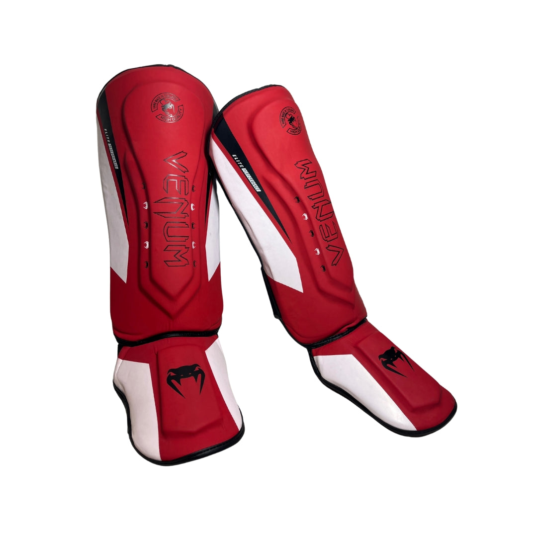 Venum Elite Standup Shin Guards - White/Red