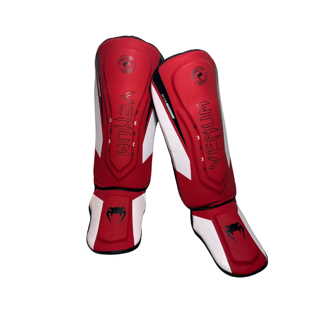 Venum Elite Standup Shin Guards - White/Red