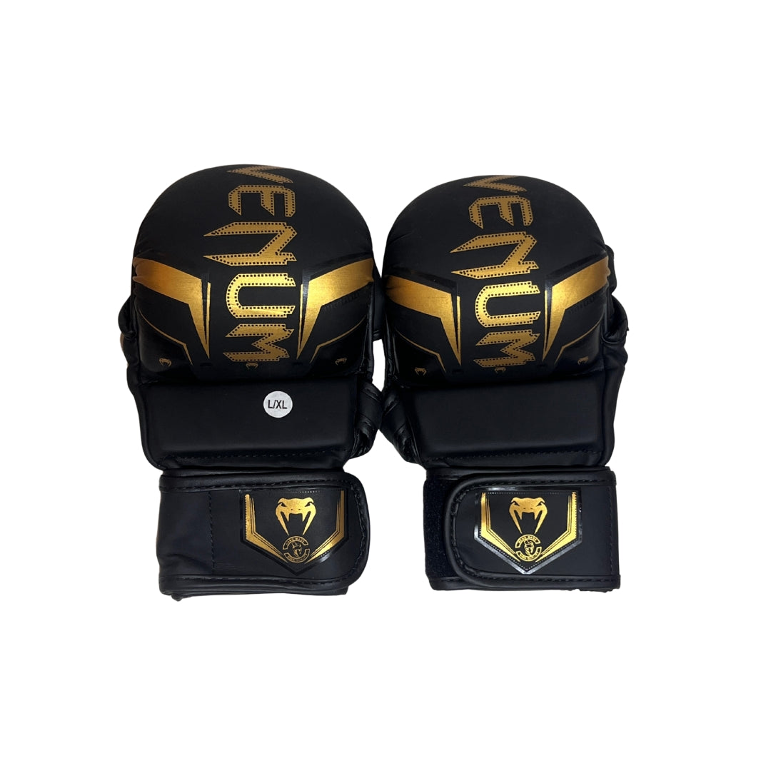 MMA Venum Sparring Gloves Leather Black & Gold