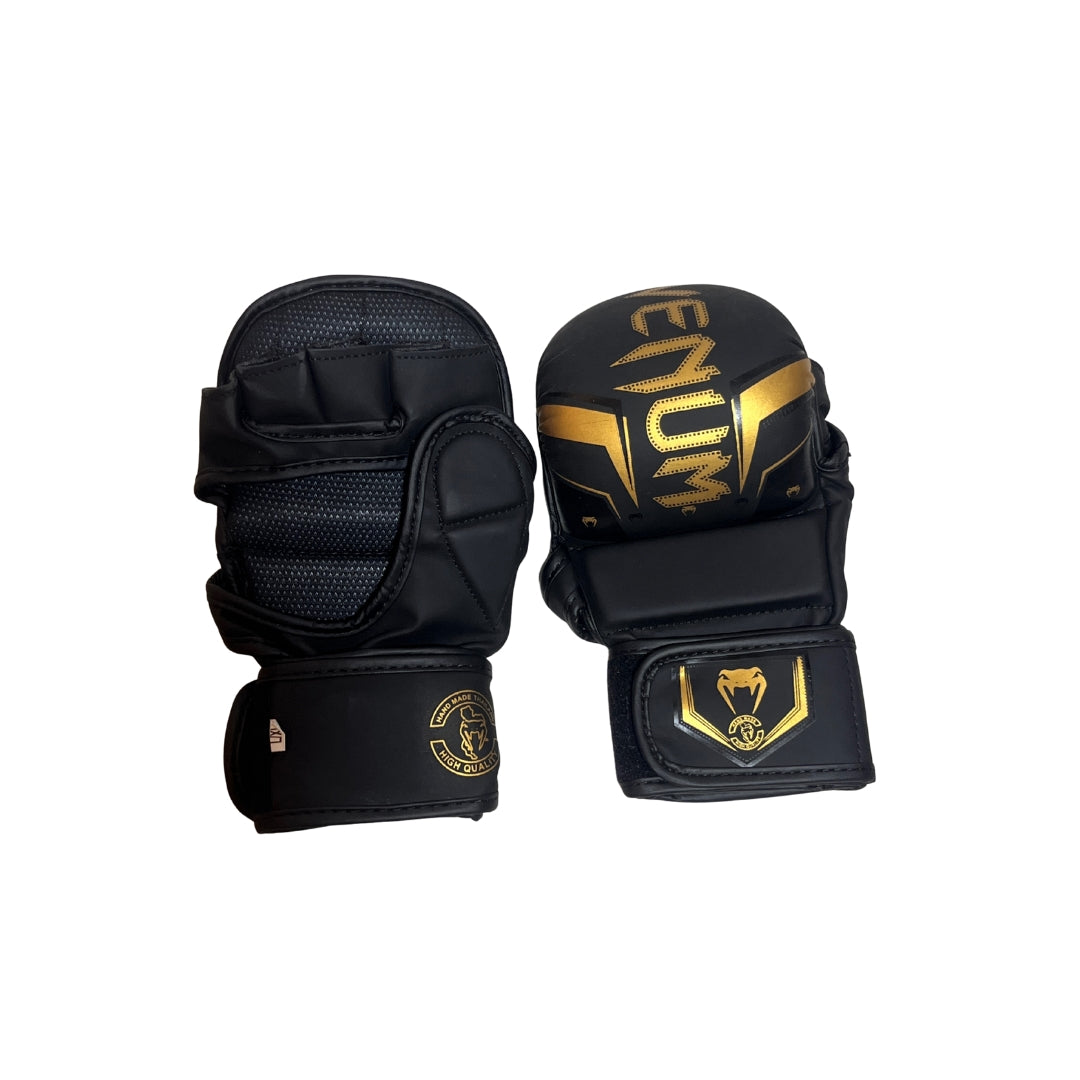 MMA Venum Sparring Gloves Leather Black & Gold