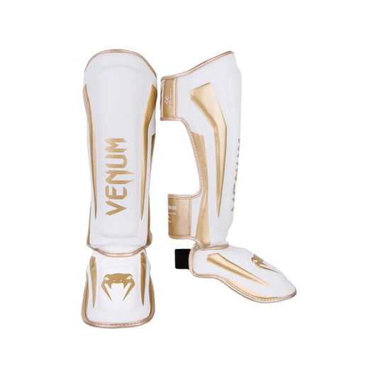 Venum Elite Standup Shin Guards - White Gold