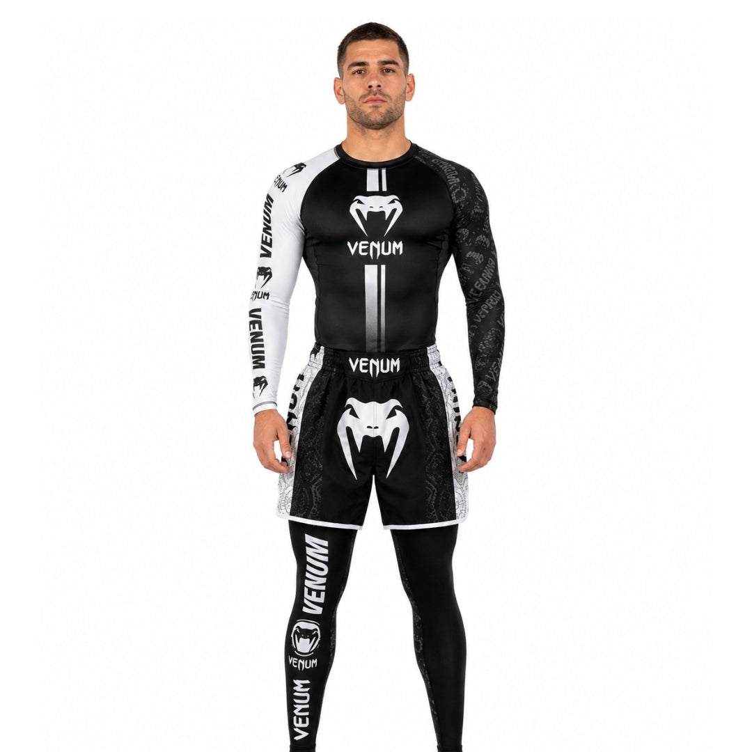 Rashguard T-shirt+Shorts 3pcs/set White Muay Thai Suit Bjj Kickboxing Men Gym Competition Sport Training Combat Wear