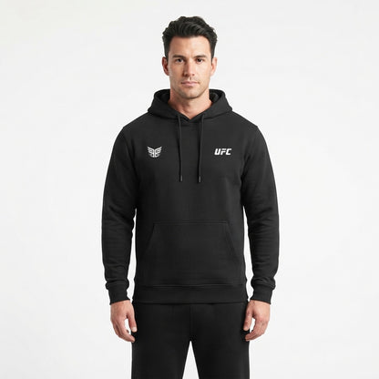 Ilia Topuria oversized tribute hoodie in black, front, on a model