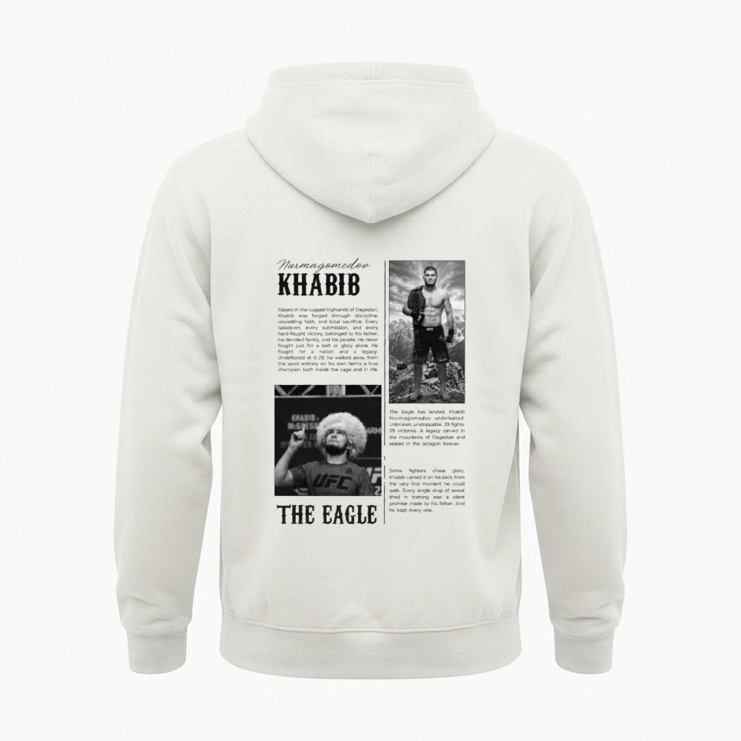 Khabib The Eagle oversized tribute hoodie in white, back print