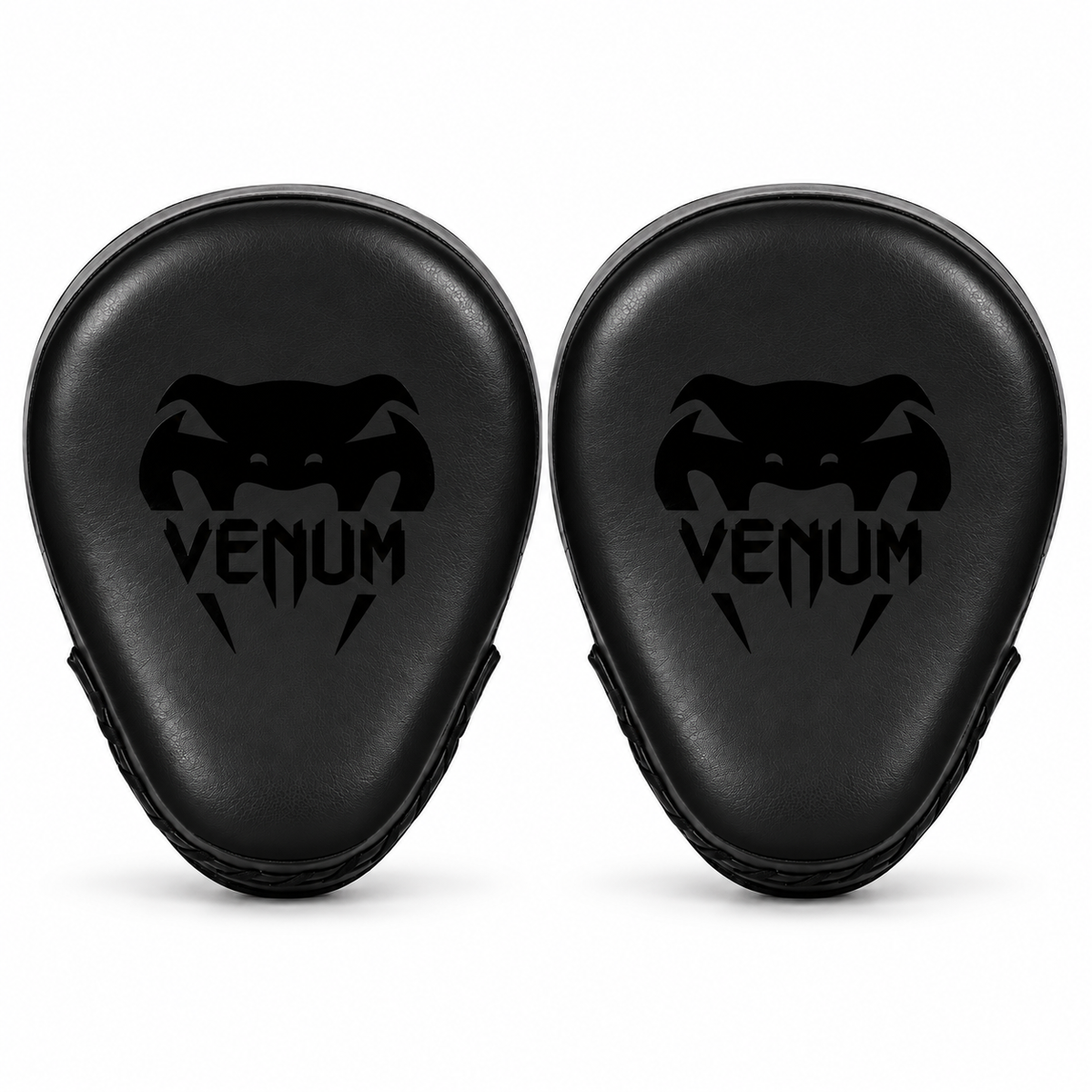 Venum Light focus mitts in full black, pair, front view